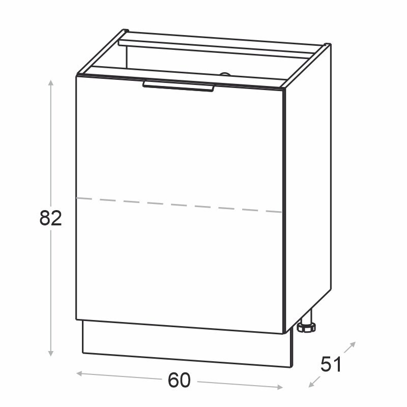 NOVO apakšējais virtuves skapis 60 cm, matēts balts цена и информация | Virtuves skapīši | 220.lv