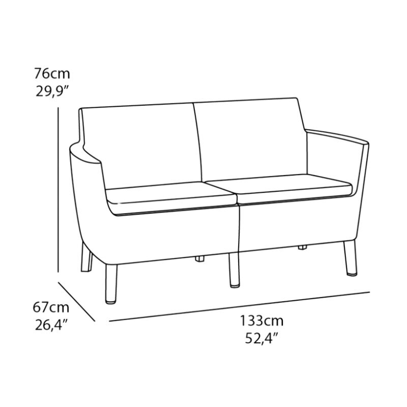 Dārza dīvāns divvietīgs Salemo 2 Seater Sofa brūns cena un informācija | Dārza mēbeļu komplekti | 220.lv