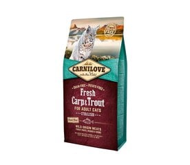 Carnilove Fresh Carp&Trout Sterilised Adult беззерновой сухой корм для стерилизованных кошек, 0,4 кг цена и информация | Сухой корм для кошек | 220.lv