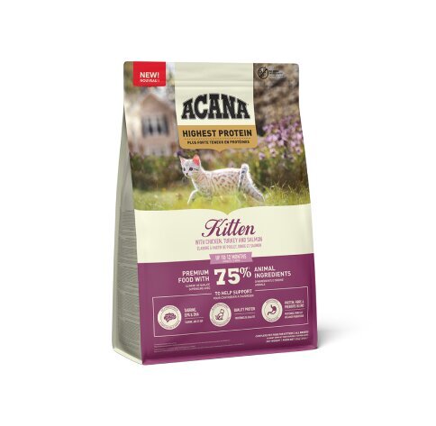 Acana Highest Protein Kitten bezgraudu, sausā barība kaķiem, 1,8 kg цена и информация | Sausā barība kaķiem | 220.lv