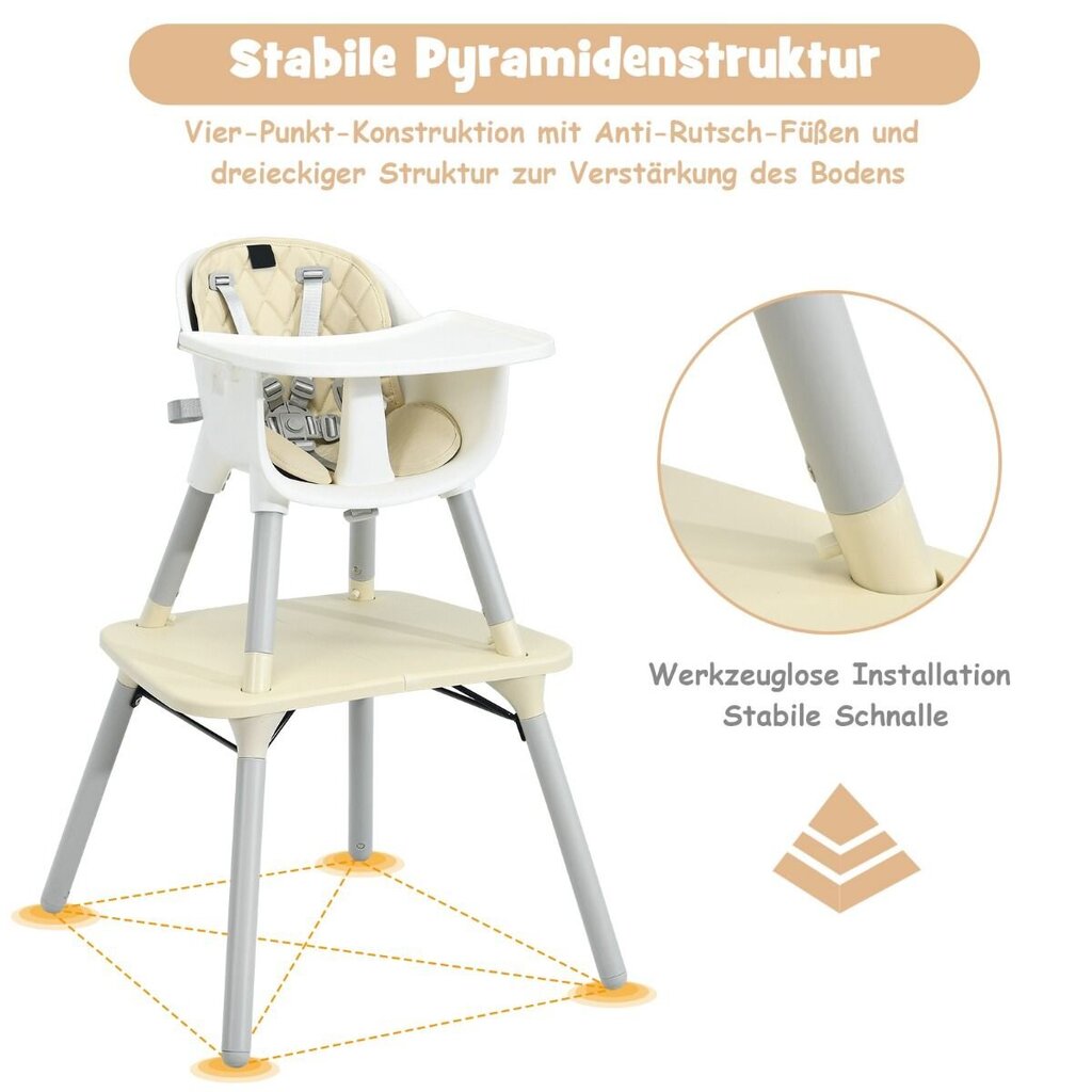 Barošanas krēsls Costway 4 in 1, bēšs cena un informācija | Barošanas krēsli | 220.lv