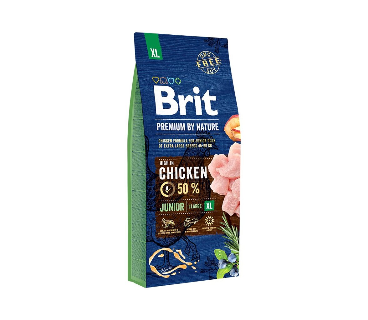 Brit Premium By Nature Junior XL sausā barība īpaši lielu šķirņu kucēniem, 15 kg цена и информация | Sausā barība suņiem | 220.lv