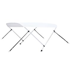 vidaXL Bimini Top Canopy White 150x120x110cm 2 arkas rāmis cena un informācija | Piederumi laivām un kajakiem | 220.lv