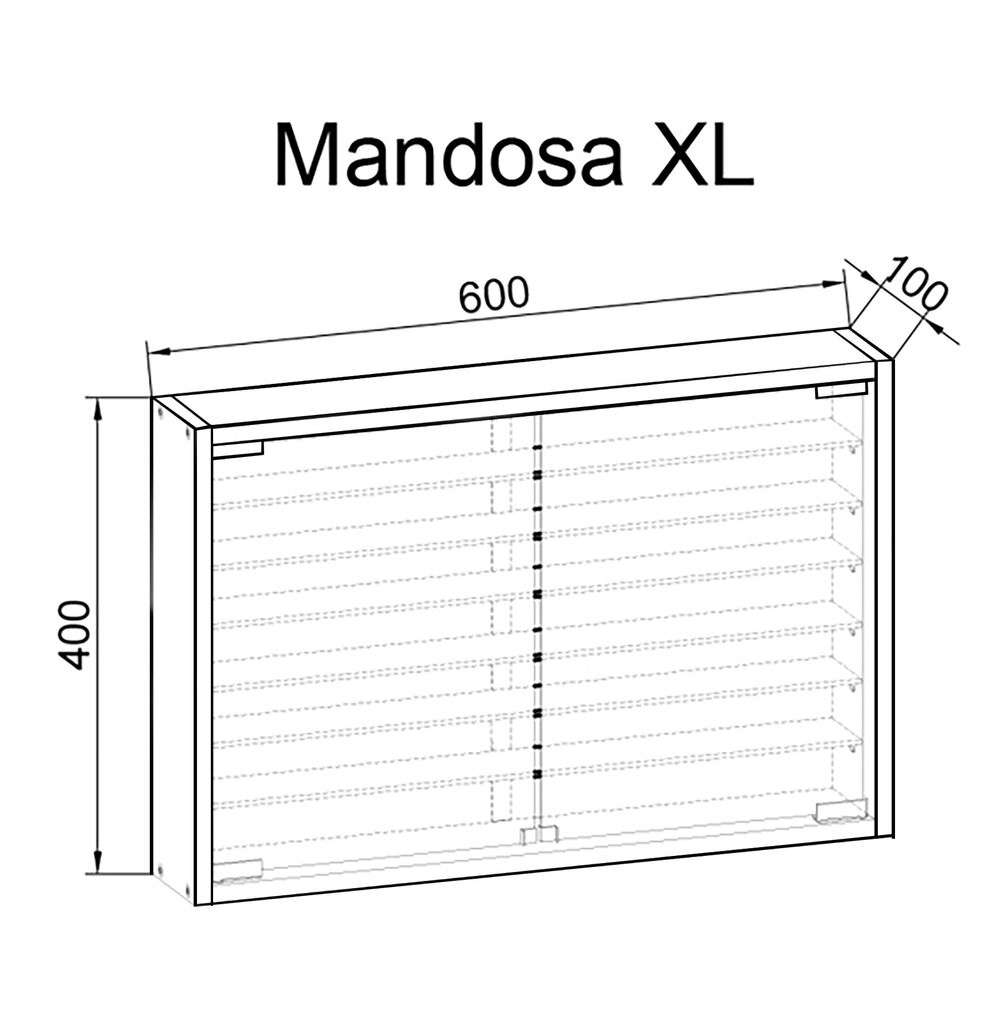 Sienas vitrīna Mandosa XL, balta cena un informācija | Vitrīnas, bufetes | 220.lv