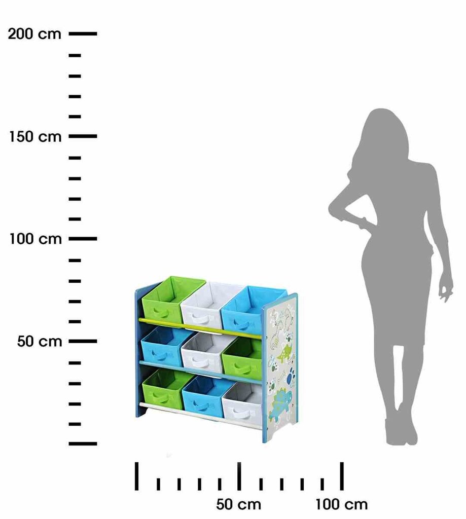 Dino rotaļlietu plaukts ar groziem, 66x30xh59 cm cena un informācija | Plaukti bērnu istabai | 220.lv