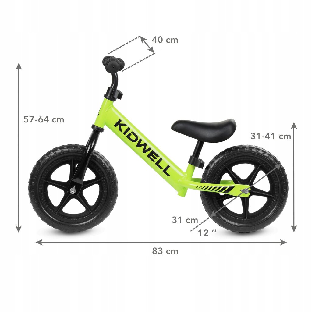 Līdzsvara velosipēds Kidwell Cruzer, zaļš/melns цена и информация | Balansa velosipēdi | 220.lv