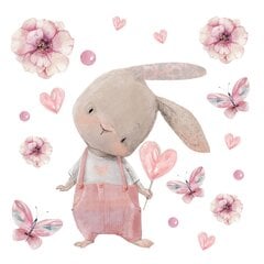 Baby zaķis sienas apdares uzlīme bērna istabai rozā 100x200 cena un informācija | Dekoratīvās uzlīmes | 220.lv