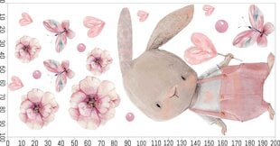 Baby zaķis sienas apdares uzlīme bērna istabai rozā 100x200 cena un informācija | Dekoratīvās uzlīmes | 220.lv