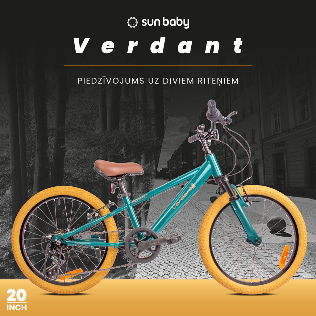 Bērnu velosipēds Sun Baby Verdant Rowan Shox 20", zaļš cena un informācija | Velosipēdi | 220.lv