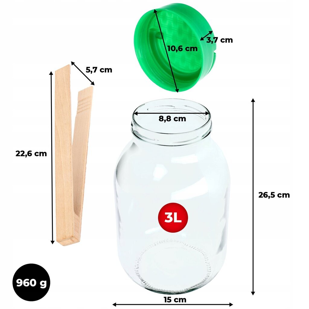 Konservu trauks, 3l cena un informācija | Trauki un piederumi konservēšanai | 220.lv