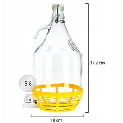 2x Wine Carboy 5L Balloon Lady In Basket Vīna pudele + aizvēršana cena un informācija | Trauki un piederumi konservēšanai | 220.lv