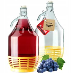 2x Wine Carboy 5L Balloon Lady In Basket Vīna pudele + aizvēršana cena un informācija | Trauki un piederumi konservēšanai | 220.lv