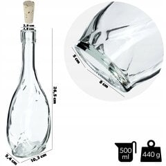 Stikla vīna pudele 500ml ar korķa olīveļļu etiķi Moonshine spirtu 2gab cena un informācija | Trauki un piederumi konservēšanai | 220.lv
