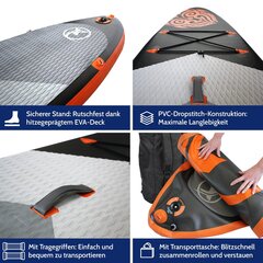 Nemaxx PB300 SUP dēlis, 300x76x15cm, ORANŽA - ar piederumiem cena un informācija | SUP dēļi, sērfa dēļi un piederumi | 220.lv