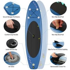 "Stand Up Paddle Board komplekts, regulējams alumīnija airis, rokas sūknis, kakla siksna, centrālā svira, liela mugursoma (DEEP BLUE)" цена и информация | SUP доски, водные лыжи, водные аттракционы | 220.lv