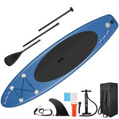 "Stand Up Paddle Board komplekts, regulējams alumīnija airis, rokas sūknis, kakla siksna, centrālā svira, liela mugursoma (DEEP BLUE)" цена и информация | SUP доски, водные лыжи, водные аттракционы | 220.lv