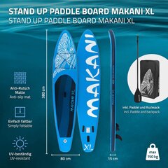 ECD Vācija Piepūšamais airu dēlis Makani XL Blue 380x80x15 cm цена и информация | SUP доски, водные лыжи, водные аттракционы | 220.lv