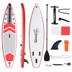 Outsunny piepūšamais sērfošanas dēlis 320 cm Stand Up Board ar airi White+Red цена и информация | SUP доски, водные лыжи, водные аттракционы | 220.lv