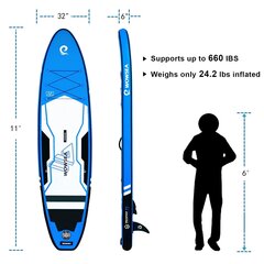 WOWSEA Trophy T1 piepūšamā airu dēlis ar piederumiem - ideāli piemērots ūdens atpūtai un brīvā laika pavadīšanai цена и информация | SUP доски, водные лыжи, водные аттракционы | 220.lv