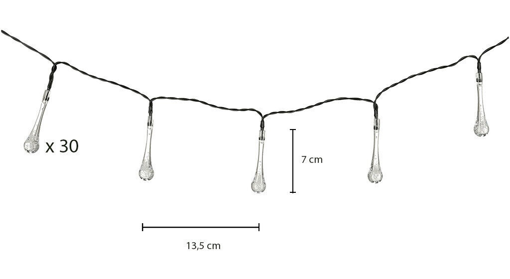 Saules led dārza gaismas 6,5 m 30 LED silti balts цена и информация | Āra apgaismojums | 220.lv