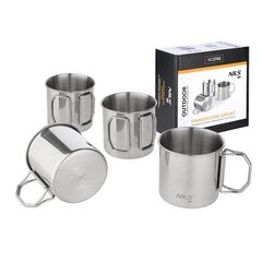 Krūzes NC1762 STAINLESS STEEL CUPS SET NILS CAMP цена и информация | Палатки | 220.lv