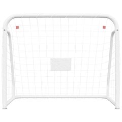 vidaXL futbola vārti ar tīklu, balti, 125x96x60cm, tērauds, poliesters цена и информация | Футбольные ворота и сетки | 220.lv