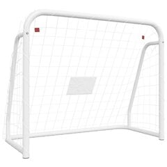 vidaXL futbola vārti ar tīklu, balti, 125x96x60cm, tērauds, poliesters cena un informācija | Futbola vārti un tīkls | 220.lv