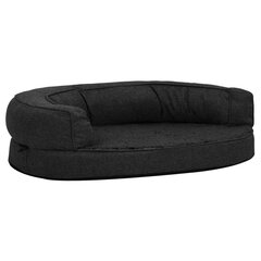vidaXL ergonomiska suņu gulta, 75x53 cm, lina dizains, melna cena un informācija | Suņu gultas, spilveni, būdas | 220.lv