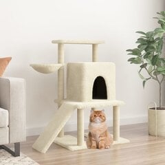 vidaXL kaķu māja ar sizala stabiem nagu asināšanai, 96,5 cm, bēša cena un informācija | Kaķu mājas, nagu asināmie | 220.lv