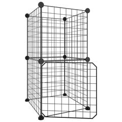 vidaXL 8 paneļu mājdzīvnieku būris ar durvīm, melns, 35x35 cm, tērauds cena un informācija | Transportēšanas būri, somas | 220.lv