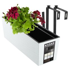 Ручки для балконного ящика для цветочного горшка 19х56см, белые цена и информация | Ящики для балкона | 220.lv