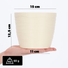 Puķu pods, Puķu vāks, Krēms, Apaļš, 15cm, Plastmasa cena un informācija | Puķu podi | 220.lv