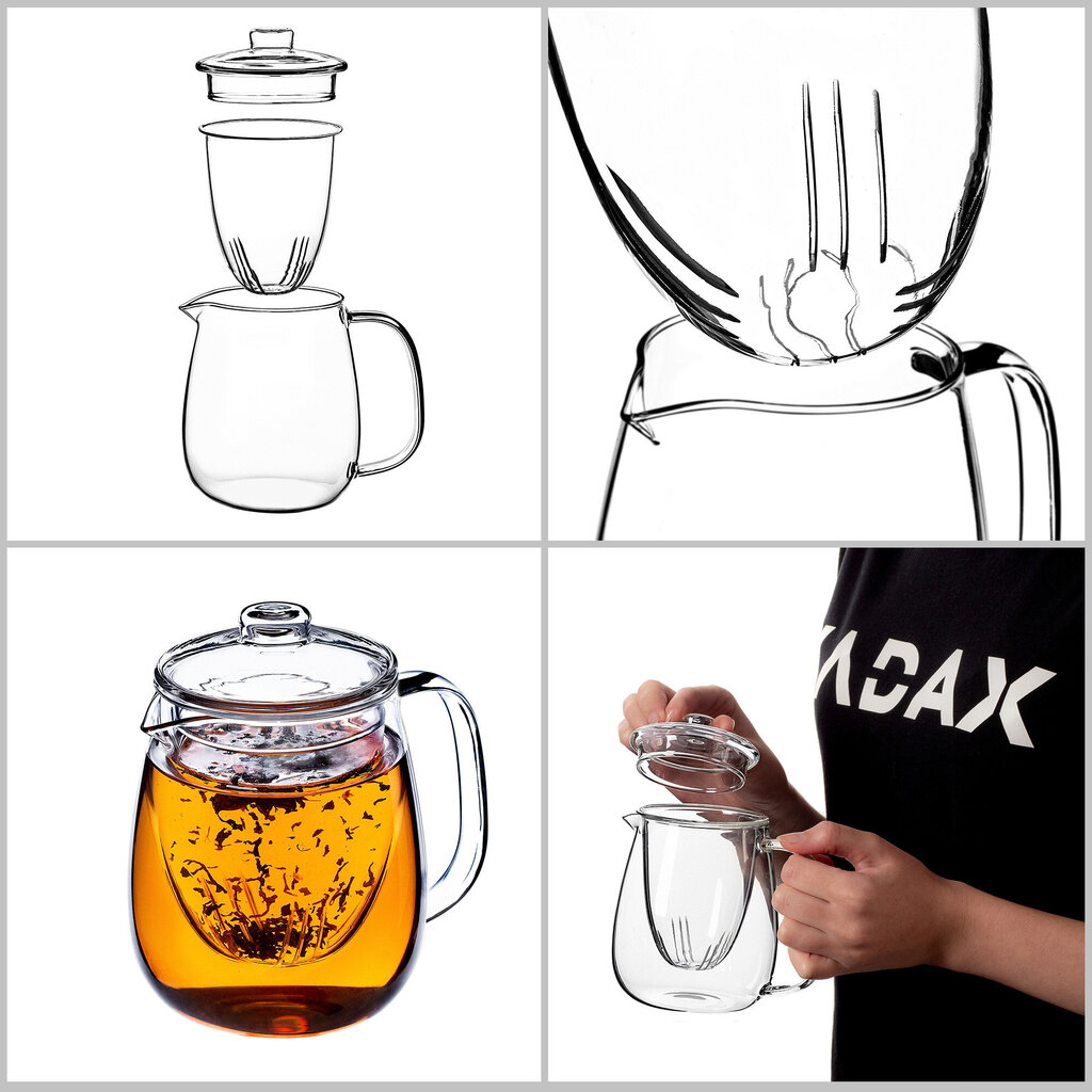 Stikla tējas trauks 600ml Herb Infuser Ieliktnis ar Infuser cena un informācija | Glāzes, krūzes, karafes | 220.lv