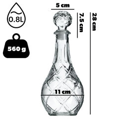 Графин для спирта виски Crystal 0,8 л, стеклянная бутылка с пробкой цена и информация | Стаканы, фужеры, кувшины | 220.lv