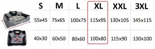 KingDog Pelēka ūdensnecaurlaidīga suņu gulta dīvāns 115x95 cm cena un informācija | Suņu gultas, spilveni, būdas | 220.lv