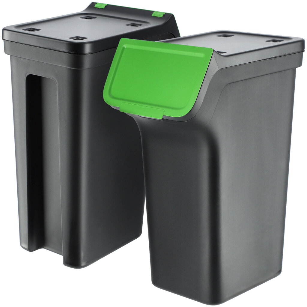 3x atkritumu tvertne 25 l atkritumu šķirošanas konteiners, melns spainis cena un informācija | Miskastes | 220.lv