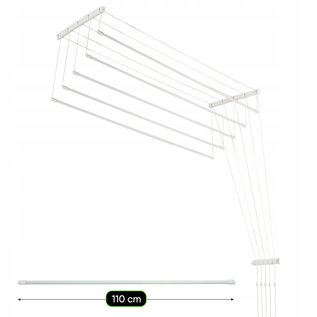 Griestu vannas istabas veļas žāvētājs 5 stieņi 110 cm Izturīgs ciets cena un informācija | Veļas žāvēšana | 220.lv