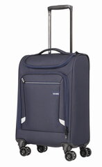 Kabīnes koferis 55cm S Cabin soft 31L 4 riteņi Travelite Navy blue ar priekšējo kabatu cena un informācija | Koferi, ceļojumu somas | 220.lv