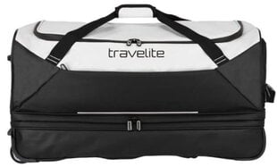 Travelite BASICS 70cm melnbalta un balta paplašināma ceļojumu soma uz riteņiem cena un informācija | Koferi, ceļojumu somas | 220.lv