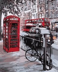 Glezna pēc numuriem "Phone box in London" 30x40 cena un informācija | Gleznas pēc numuriem | 220.lv