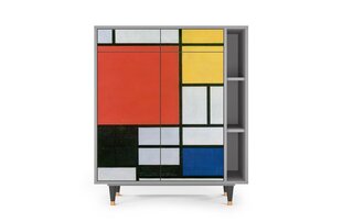 Kumode BS6 Composition With Blue, Red And Yellow By Piet Modrian L 94 cm, pelēks cena un informācija | Kumodes | 220.lv