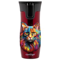 Contigo West Loop 2.0 termokrūze 470ml - Colourful Cat - Sarkana cena un informācija | Termosi, termokrūzes | 220.lv