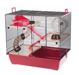 Клетка для хомяка InterZoo Pinky 3 Zinc, 33x45x50 см, красного цвета цена и информация | Клетки и аксессуары для грызунов | 220.lv