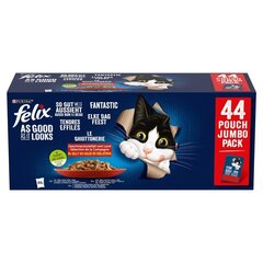 Purina Felix Fantastic Mix ar liellopa gaļu, vistu, pīli un jēru, 44x85g cena un informācija | Konservi kaķiem | 220.lv