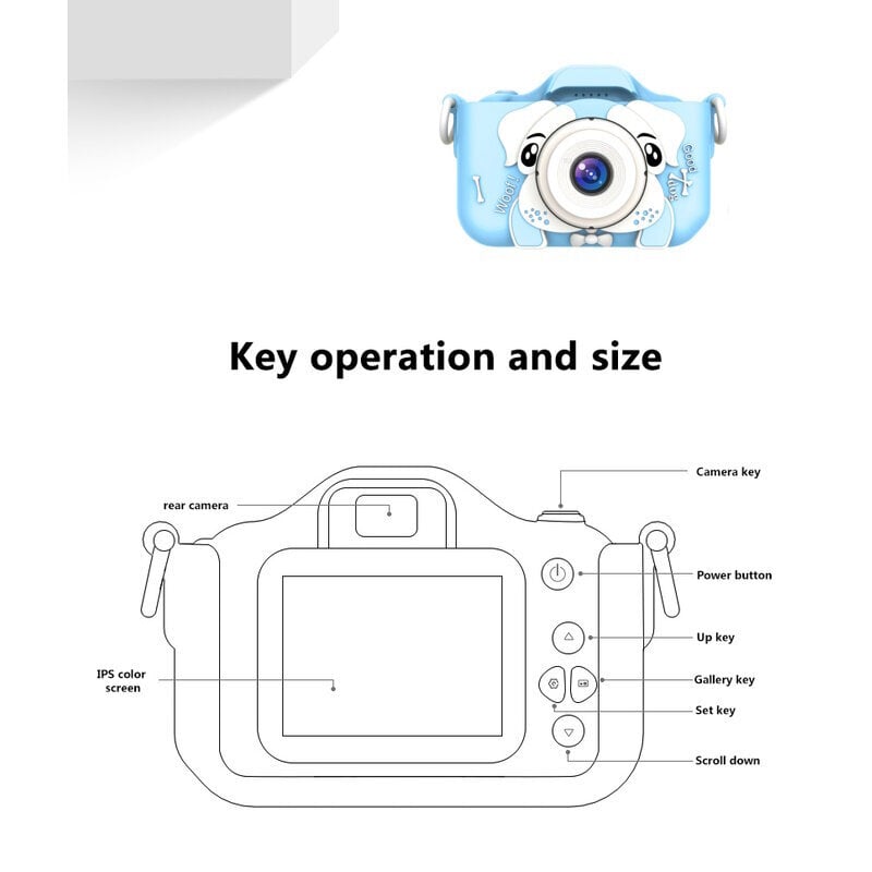 CP X5 Bēnu Digitālā Foto un Video Kamera ar Gumijas čeholu MicroSD kartes slotu 2'' LCD Rozā kaķis cena un informācija | Digitālās fotokameras | 220.lv