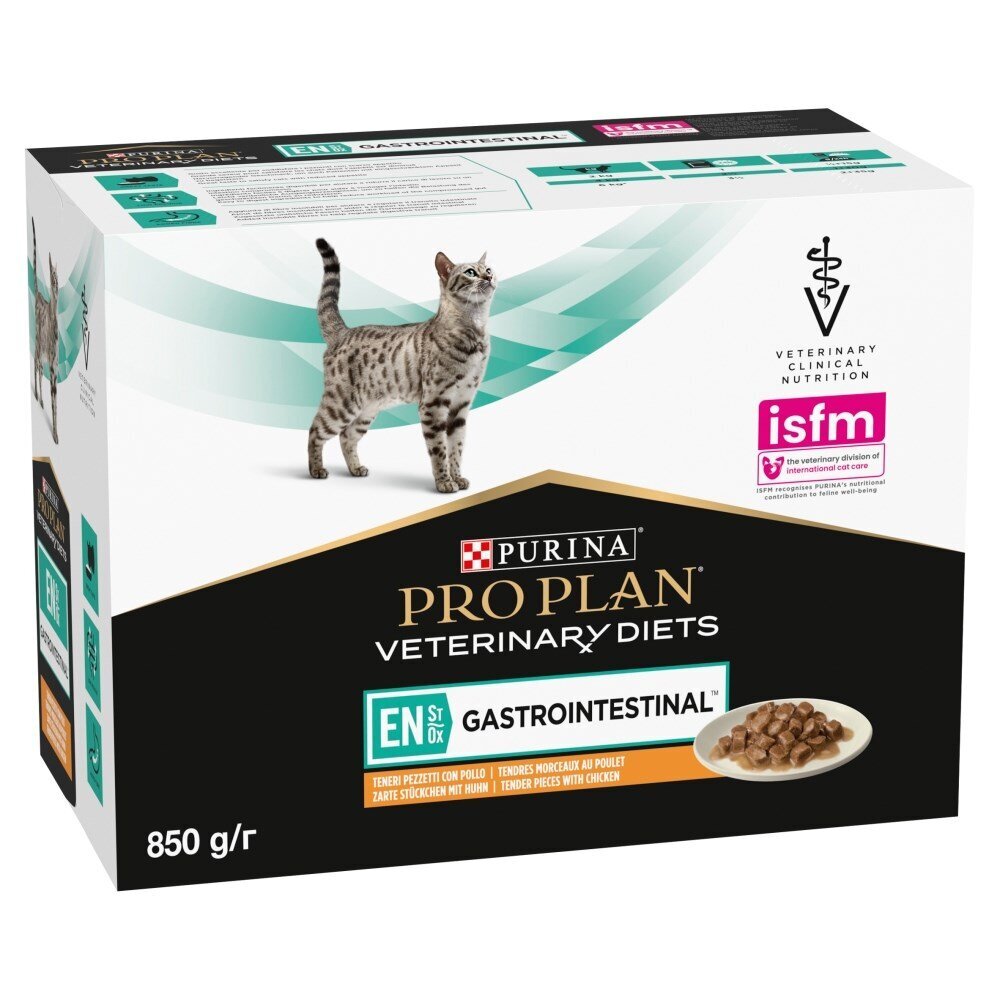 Purina Pro Plan Veterinary Diets EN St/Ox Gastrointestinal kaķēniem un pieaugušiem kaķiem, ar vistu, 10x85 g cena un informācija | Konservi kaķiem | 220.lv