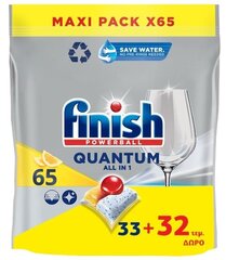 (DE) Finish, Quantum All in 1 Lemon Капсулы для посудомоечных машин, 33+32 штуки цена и информация | Средства для мытья посуды | 220.lv