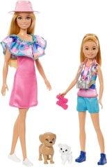 Bārbija un Stasija kopā dodas vasaras piedzīvojumos! Viņu tērpi izskatās gluži kā filmā "Barbie: Stacie the Rescue". Bārbijas vecākā māsa ir ģērbusies kleitā ar volānu izgriezumu. Un sportu mīlošā jau cena un informācija | Rotaļlietas meitenēm | 220.lv