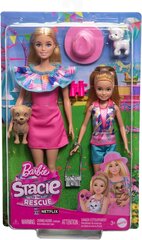 Bārbija un Stasija kopā dodas vasaras piedzīvojumos! Viņu tērpi izskatās gluži kā filmā "Barbie: Stacie the Rescue". Bārbijas vecākā māsa ir ģērbusies kleitā ar volānu izgriezumu. Un sportu mīlošā jau cena un informācija | Rotaļlietas meitenēm | 220.lv