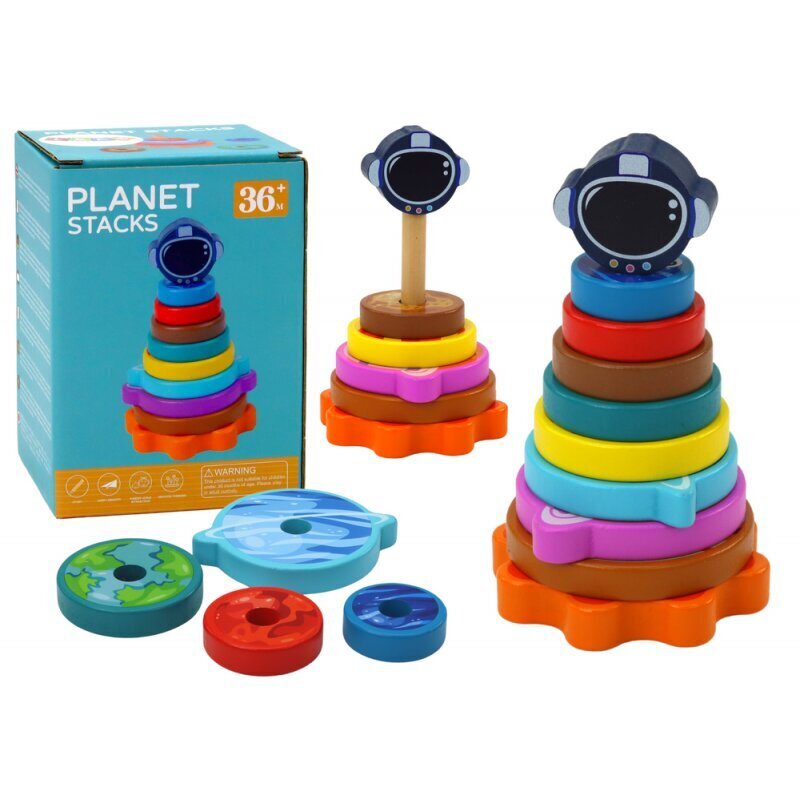 Koka piramīda Planetos Lean Toys, 10 d. цена и информация | Rotaļlietas zīdaiņiem | 220.lv